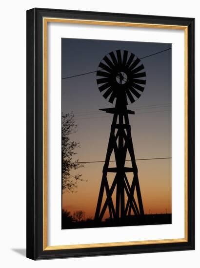 Silhouette of a Traditional Windmill at Sunset, Amarillo, Texas, Usa-Natalie Tepper-Framed Photo