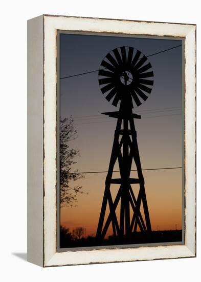 Silhouette of a Traditional Windmill at Sunset, Amarillo, Texas, Usa-Natalie Tepper-Framed Stretched Canvas