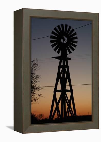 Silhouette of a Traditional Windmill at Sunset, Amarillo, Texas, Usa-Natalie Tepper-Framed Stretched Canvas