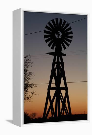 Silhouette of a Traditional Windmill at Sunset, Amarillo, Texas, Usa-Natalie Tepper-Framed Stretched Canvas