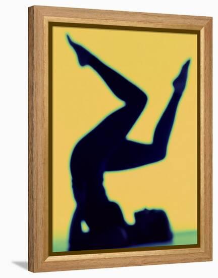 Silhouette of a Woman Exercising-null-Framed Premier Image Canvas