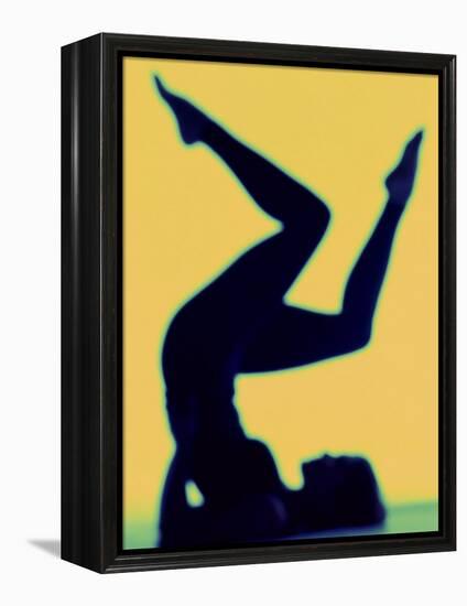 Silhouette of a Woman Exercising-null-Framed Premier Image Canvas