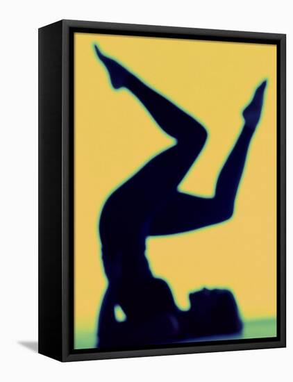 Silhouette of a Woman Exercising-null-Framed Premier Image Canvas
