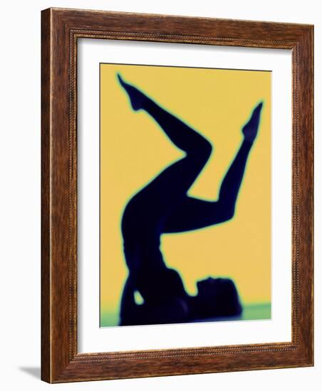 Silhouette of a Woman Exercising-null-Framed Photographic Print