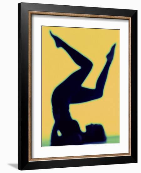 Silhouette of a Woman Exercising-null-Framed Photographic Print
