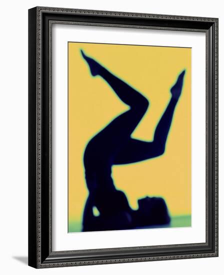 Silhouette of a Woman Exercising-null-Framed Photographic Print