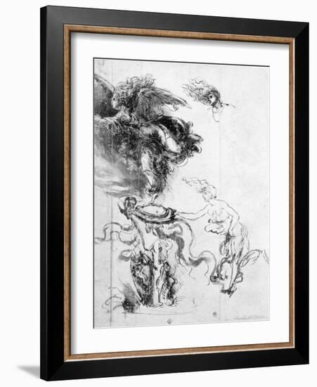 Silhouette of an Angel-Leonardo da Vinci-Framed Giclee Print