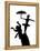 Silhouette of Ballerina Holding Umbrella with Performing Monkey-Winfred Evers-Framed Premier Image Canvas