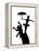 Silhouette of Ballerina Holding Umbrella with Performing Monkey-Winfred Evers-Framed Premier Image Canvas