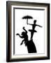 Silhouette of Ballerina Holding Umbrella with Performing Monkey-Winfred Evers-Framed Photographic Print