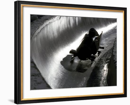 Silhouette of Bobsled in Action, Park City, Utah, USA-Chris Trotman-Framed Photographic Print