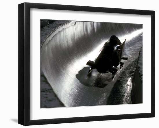 Silhouette of Bobsled in Action, Park City, Utah, USA-Chris Trotman-Framed Photographic Print