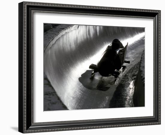 Silhouette of Bobsled in Action, Park City, Utah, USA-Chris Trotman-Framed Photographic Print