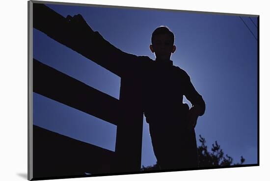 Silhouette of Boy Leaning Against Fence-William P. Gottlieb-Mounted Photographic Print