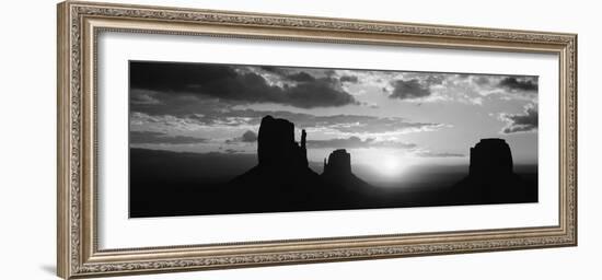 Silhouette of Buttes at Sunset, Monument Valley, Utah, USA-null-Framed Photographic Print