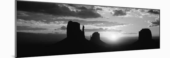 Silhouette of Buttes at Sunset, Monument Valley, Utah, USA-null-Mounted Photographic Print