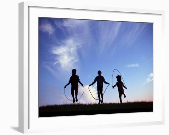 Silhouette of Children Playing Outdoors-Mitch Diamond-Framed Photographic Print