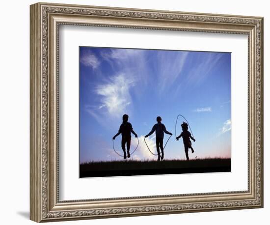 Silhouette of Children Playing Outdoors-Mitch Diamond-Framed Photographic Print