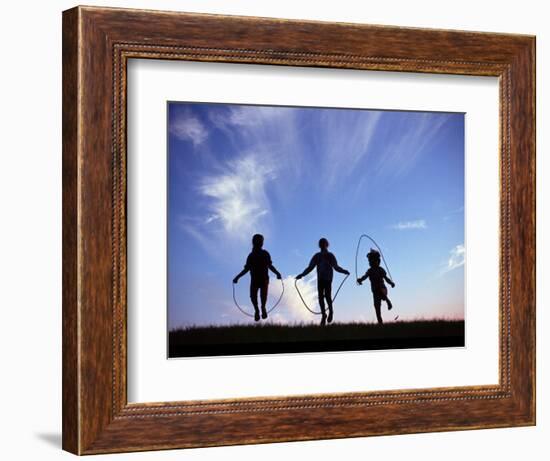 Silhouette of Children Playing Outdoors-Mitch Diamond-Framed Photographic Print