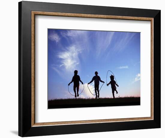 Silhouette of Children Playing Outdoors-Mitch Diamond-Framed Photographic Print