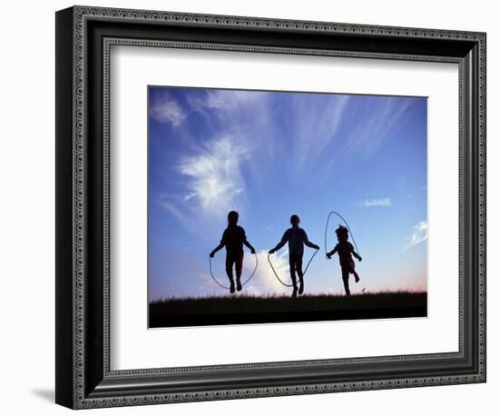 Silhouette of Children Playing Outdoors-Mitch Diamond-Framed Photographic Print