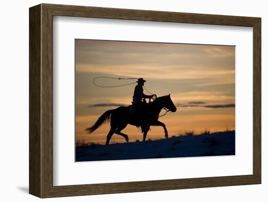 Silhouette of Cowboy in Wyoming-Darrell Gulin-Framed Photographic Print