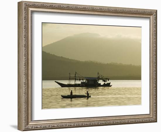 Silhouette of Fishing Boat at Sunset, Puerto Princesa, Palawan, Philippines, Southeast Asia-Kober Christian-Framed Photographic Print