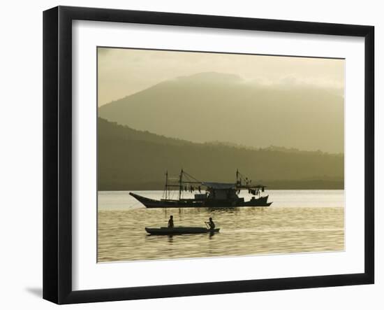 Silhouette of Fishing Boat at Sunset, Puerto Princesa, Palawan, Philippines, Southeast Asia-Kober Christian-Framed Photographic Print