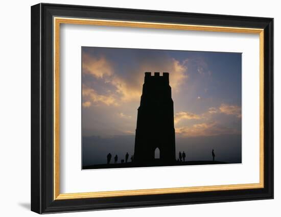 Silhouette of Glastonbury Tor, Somerset, England, U.K.-Julia Bayne-Framed Photographic Print