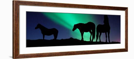 Silhouette of Horses at Dusk, Iceland-null-Framed Photographic Print