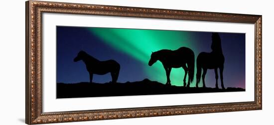 Silhouette of Horses at Dusk, Iceland-null-Framed Photographic Print