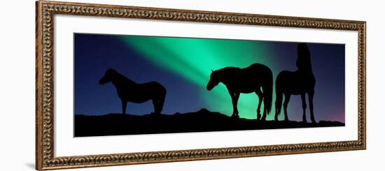 Silhouette of Horses at Dusk, Iceland-null-Framed Photographic Print