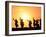 Silhouette of Hula Dancers at Sunrise, Molokai, Hawaii, USA-null-Framed Photographic Print