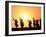 Silhouette of Hula Dancers at Sunrise, Molokai, Hawaii, USA-null-Framed Photographic Print