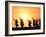 Silhouette of Hula Dancers at Sunrise, Molokai, Hawaii, USA-null-Framed Photographic Print