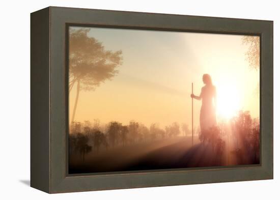 Silhouette of Jesus in the Sunlight-1971yes-Framed Premier Image Canvas