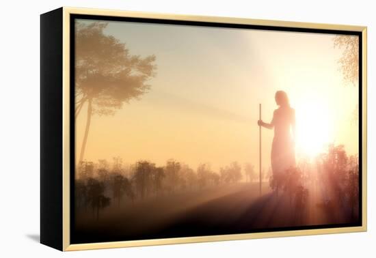 Silhouette of Jesus in the Sunlight-1971yes-Framed Premier Image Canvas