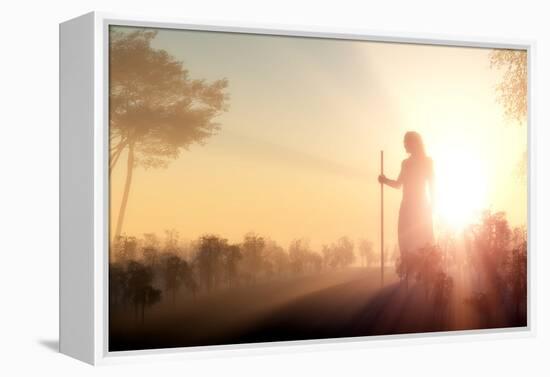 Silhouette of Jesus in the Sunlight-1971yes-Framed Premier Image Canvas