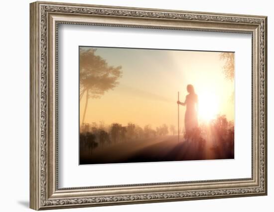 Silhouette of Jesus in the Sunlight-1971yes-Framed Photographic Print