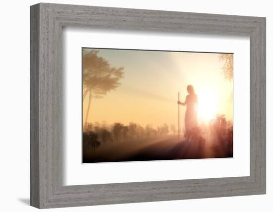 Silhouette of Jesus in the Sunlight-1971yes-Framed Photographic Print