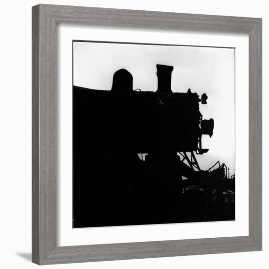 Silhouette of Last of the Steam Locomotives of Norfolk Western Railroad-Walker Evans-Framed Photographic Print