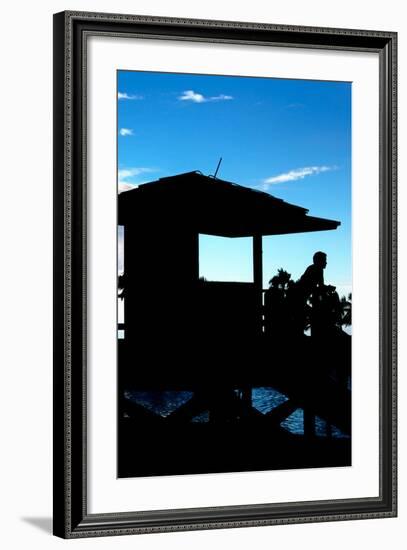 Silhouette of Life Guard Station at Sunset - Miami-Philippe Hugonnard-Framed Photographic Print