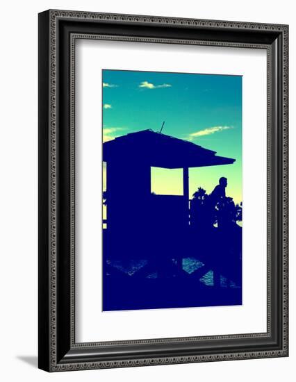 Silhouette of Life Guard Station at Sunset - Miami-Philippe Hugonnard-Framed Photographic Print