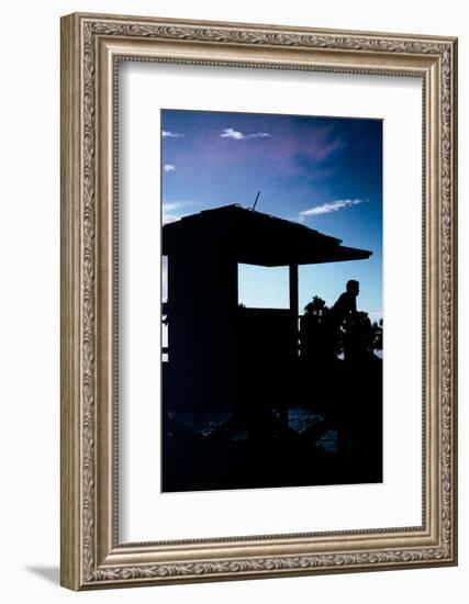 Silhouette of Life Guard Station at Sunset - Miami-Philippe Hugonnard-Framed Photographic Print