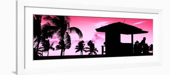 Silhouette of Life Guard Station at Sunset - Miami-Philippe Hugonnard-Framed Photographic Print