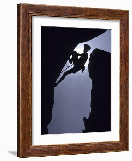 Silhouette of Male Rock Climber-null-Framed Photographic Print