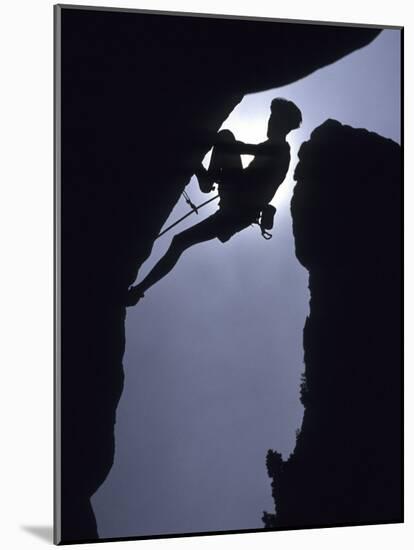 Silhouette of Male Rock Climber-null-Mounted Photographic Print