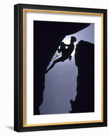 Silhouette of Male Rock Climber-null-Framed Photographic Print