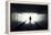 Silhouette Of Man Walking In Tunnel. Light At End Of Tunnel-Gladkov-Framed Stretched Canvas