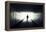 Silhouette Of Man Walking In Tunnel. Light At End Of Tunnel-Gladkov-Framed Stretched Canvas